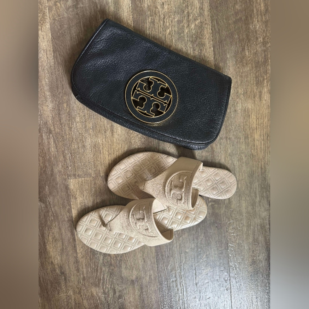 Tory Burch Fleming Designer Quilted Light Pink Tan Sandals 7.5 - Picture 3 of 3